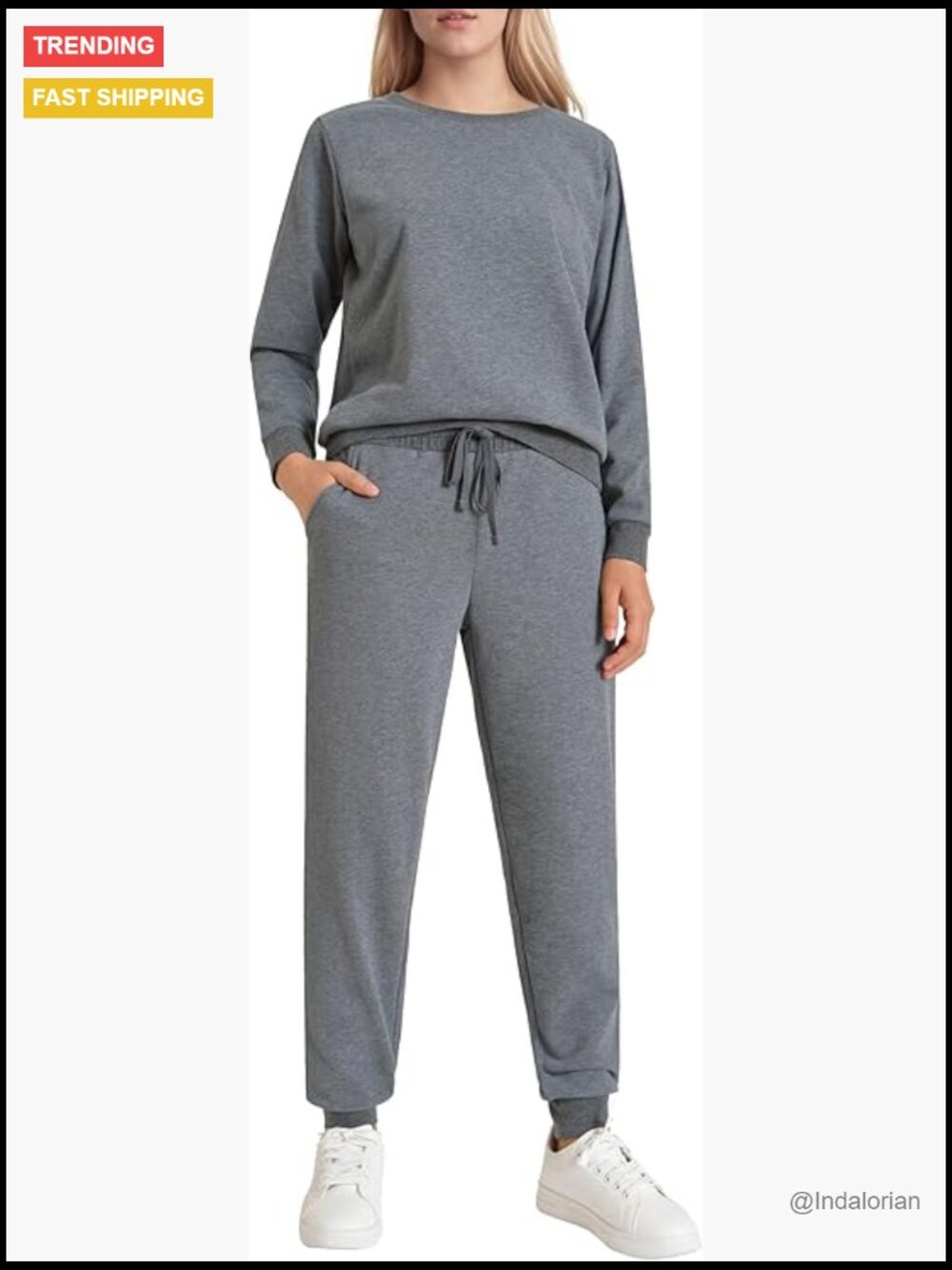 Cotton Petite Jogging Set Pullover Sweatshirt And Sweatpants